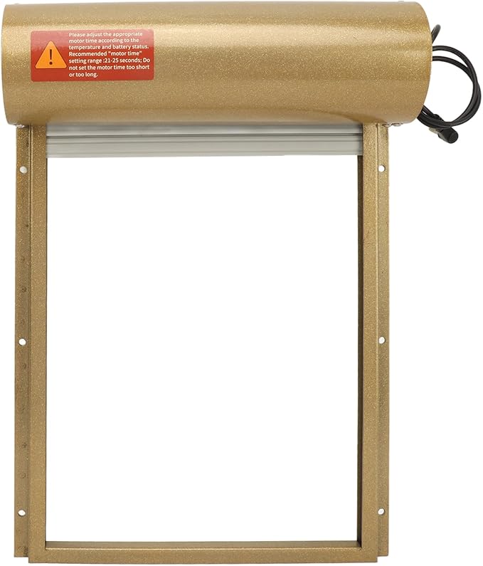 Automatic Chicken Coop Door Solar Powered, Timer Function Timer Function, LED Display Controller Cold Weather Electric Chicken Door, for Duck Goose Farm Safety Equipment (Golden)