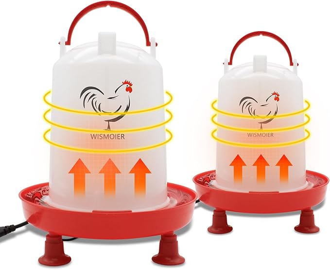 3L and 6L Heated Chicken Waterer for Winter Hanging Chicken Waterer with Heater 35W BPA-Free Heated Poultry Waterer