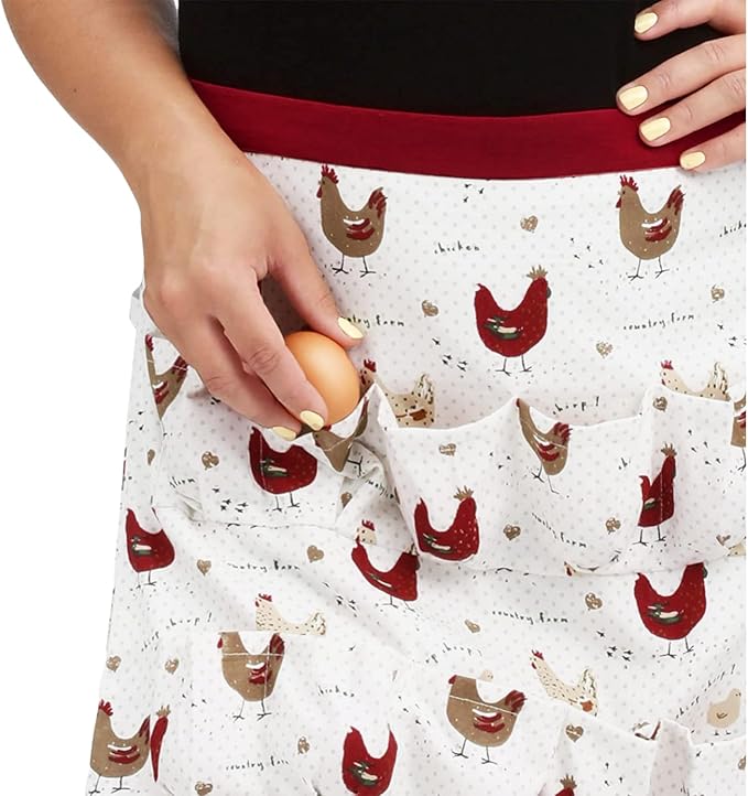 Cackleberry Home Farmhouse Chicken Egg Collecting & Gathering Apron 12 Pockets (Adult Size)