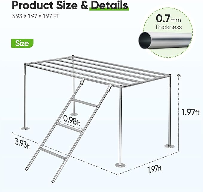 Quictent Metal Chicken Perch for Chicken Coop, All-Metal Heavy Duty Roosting Bar for Walk-in Run, Poultry Climbing Ladder Activity Gym Toy (Freestanding Platform)