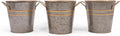 Hosley Set of 3 Zinc Finish Bucket/Pots with PVC Liner 5" Dia x 5" H, Ideal Gift for Floral Arrangements Wedding Home Office Party DIY Indoor Outdoor Garden Patio
