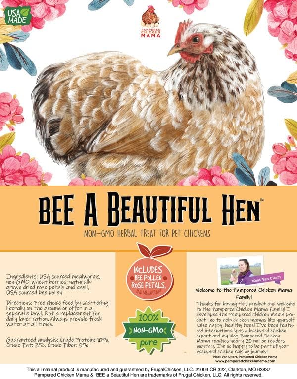 Dried Mealworm and Herb Treat for Backyard Chickens, Healthy Backyard Chicken Feed and Supplies, BEE A Beautiful Hen 4 Pounds (4 pounds (64 oz)
