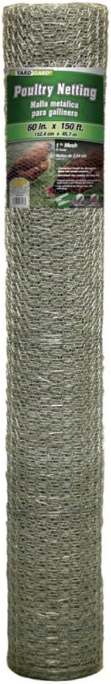 YARDGARD – 1 Inch Twisted Mesh Wire Fence – 60 Inches by 150 Feet – 20 Gauge Galvanized Steel – For Poultry Netting | Chicken Coops | Rabbit Fencing | Garden Protection and Plant Support