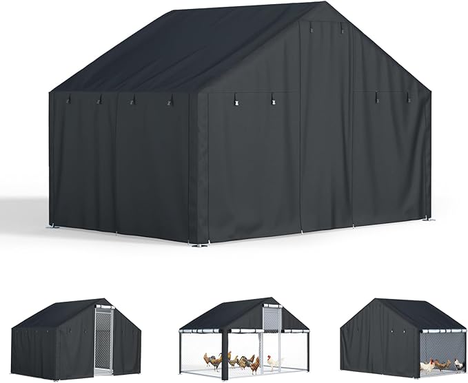 Chicken coop Cover, Waterproof in Winter. Suitable for Rooftop Chicken coops, Full Coverage. Black (No Chicken coop
