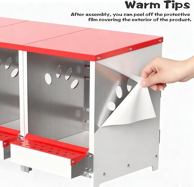 Chicken Nesting Boxes, One Hole Large Metal Hen Laying Box with Swing Perch and Roll Away Egg Collection, Wall Mountable with Vented Holes for Chickens Ducks Birds