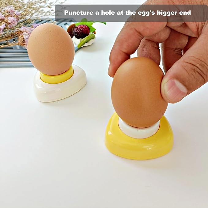 Magenetic Egg Piercer for Raw Eggs to Get Good Hard Boiled Eggs, Egg Poker with Safety Lock Egg Pin, Easy Egg Peeler By Punching Hole at Bigger End of the Egg Before Boiling, 2 Pack