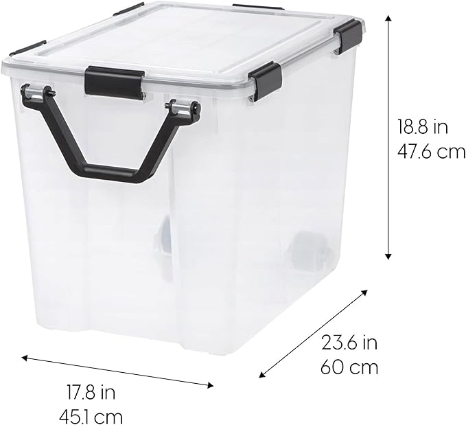 IRIS USA 4 Pack 103 Qt Storage Bins Plastic Gasket Box with Tight Latching Lids