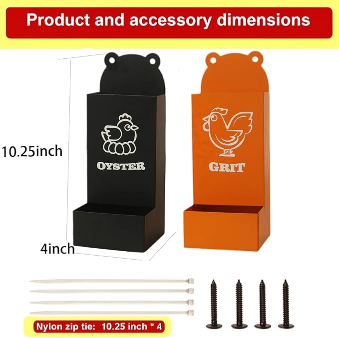 Chicken Oyster Shell Feeder and Grit Feeder Metal Chicken Feeder Chicken coop Accessories Automatic Chicken Feeder