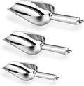 Ice Scoop, E-far Stainless Steel Kitchen Utility Scoop Set, Ideal for Ice Cube/Coffee Bean/Food/Candy/Flour/Popcorn, Set of 3 (5-8-12 Ounce)