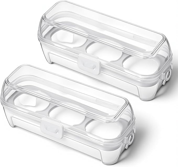 2 PCS Camping Egg Container Boiled Egg Carrier Camping Eggs Carrier Container Hard Eggs Storage Bag Case for Outdoor, Hiking, Kitchen, Refrigerator, Trekking