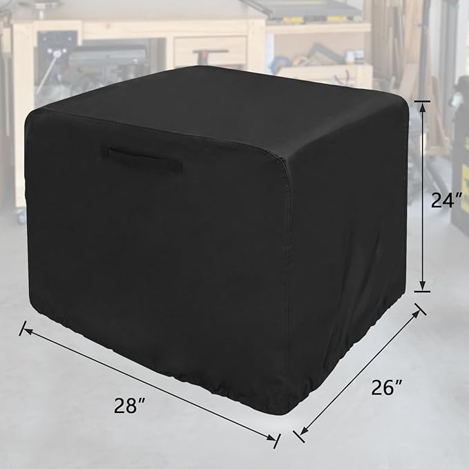 Waterproof Universal Generator Cover for Most Generators 7000-9500 Watt, Heavy Duty Thicken 600D Polyester,Weather and UV Resistant(28 x 26 x 24 inch-Black)