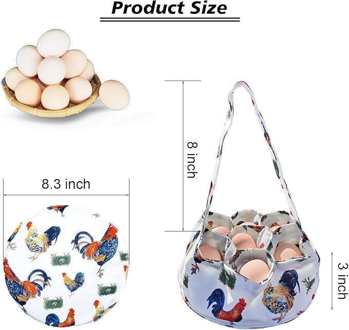 Mini Cushioned Egg Collecting Basket Eggs Gathering Basket with 7 Pouches for Chicken Hense Duck Goose Eggs Housewife Farmhouse Kitchen Home Garden (eggs basket)