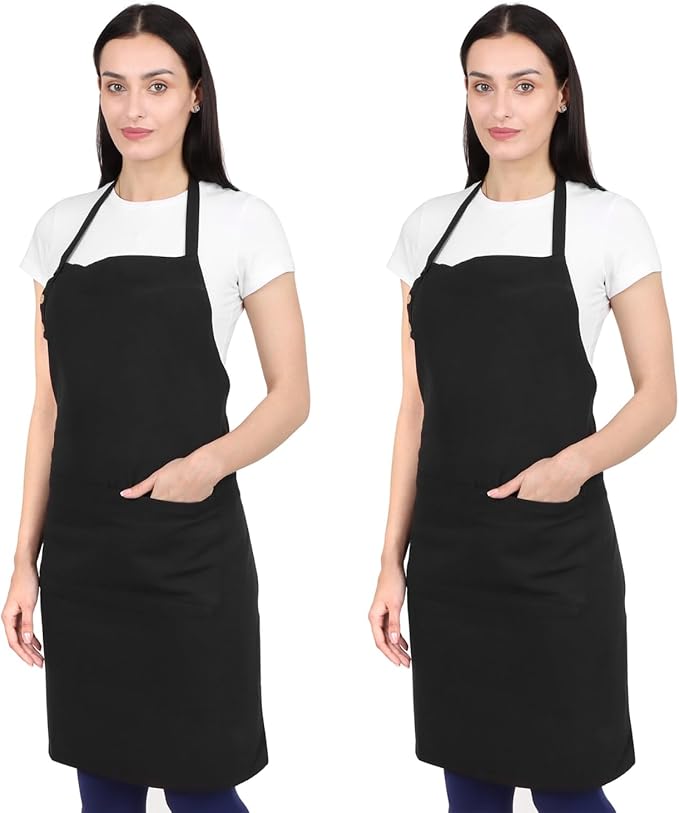 Kitchen Apron Cotton Waterdrop Resistant with adjustable Aprons for Women with Pockets 9 Color option Cooking