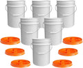 ePackageSupply 5 Gallon White Bucket with Orange Gamma Seal Screw on Airtight Lid | Made in USA | Food Grade | Heavy-Duty HPDE Plastic | Durable 90 Mil Pail | Easy Stack and Store | BPA Free (6 Count)