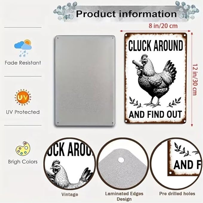 Funny Chicken Stop Staring My Cock Tin Sign for Farm Chicken Coop Farmhouse Kitchen Vintage Wall Decor 8x12 Inch