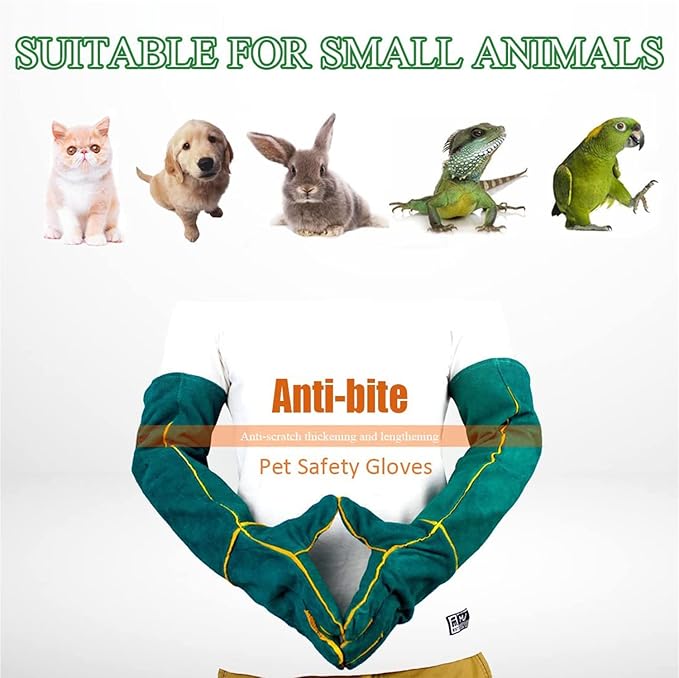Animal Handling Anti-Bite Gloves, Reinforced Leather Welding Gloves for Gardening Dog Training Cat Scratch