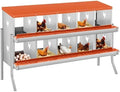 Removable Tray & Ventilated - Metal Chicken Nesting Box for Small Animals - 10 Compartments, Wall Mountable, Easy Clean, Secure Egg Collection - Red, 10 Compartments ZW