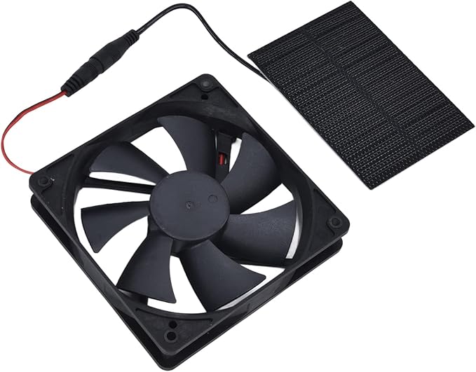 Solar Panel Fan Single Fan, Professional Solar Powered Exhaust Fan Kit Weatherproof Ventilation with Solar Panel Kit for Chicken Coops Greenhouses Sheds Pet Houses 3W 4.7x4.7in Fan