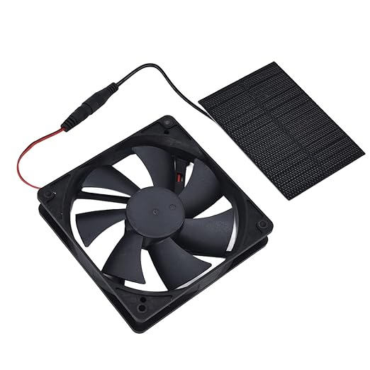 AUNMAS Solar Powered Fan Mini Ventilator Kit, Automatic Greenhouse Chicken Coop Exhaust Ventilation Cooling System 5V 3W Outdoor Energy Efficient Weather No Battery (The number of fan pages is random)