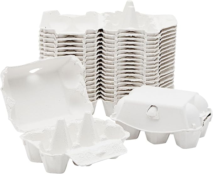 Juvale Half Dozen Egg Cartons - Pack of 20 Reusable Compressed Pulp Egg Cartons for Crafts & Markets - White, Half Dozen