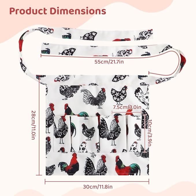 Egg Collecting Apron For Children, 3 Pocket Canvas Carrier For Gathering Eggs From Chicken, Duck, And Goose