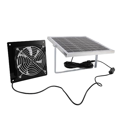8W Solar Powered Exhaust Fan, IP67 High Speed Ventilation Fan with 8W Solar Panel, for Chicken Coop Greenhouse Shed Pet House Window Ventilation