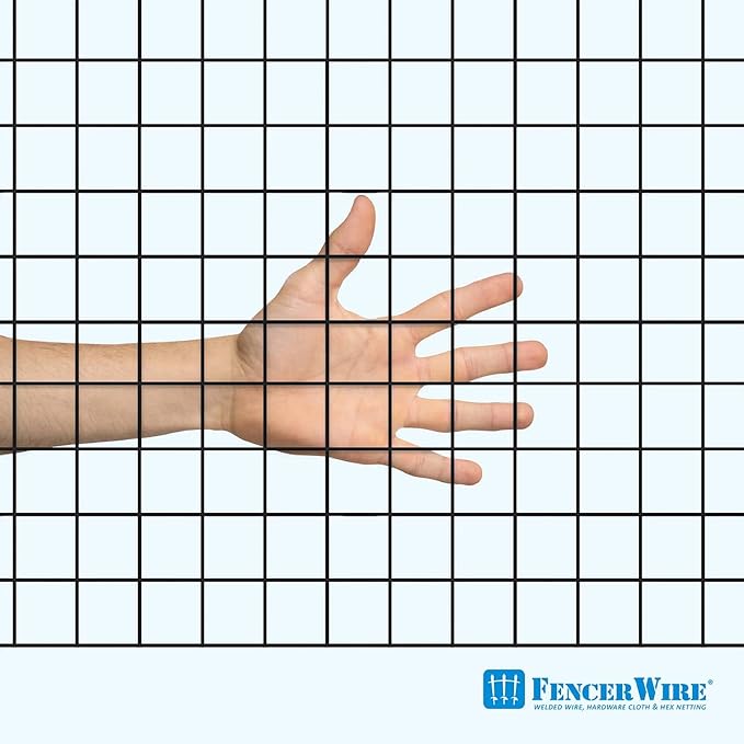 Fencer Wire 16 Gauge Black Vinyl Coated Welded Wire Mesh, 1” x 1” Mesh Size for Home and Garden Fence and Pet Enclosures Protect Chickens Rabbits and Farmed Animals