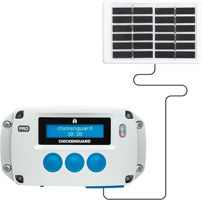 ChickenGuard Automatic Chicken Coop Door Opener, Power by Solar/Batteries/Electric. Strong Motor Lifts 2kg; Timer/Light Sensing; Motor Units only or Combination Kits (PRO + Solar Kit)