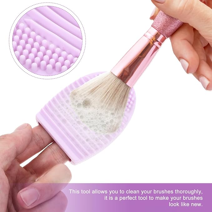 Beaupretty Makeup Brush Cleaning Mat Silicone Egg Shape Scrubber Pad Reusable Durable 3.14X2.16X1.18In for Travel Gym Home Use