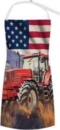 Vintage Watercolor Old Tractor Kitchen Apron, Oil Painting Western Farmhouse Harvest Farm Sunflower Tractor Apron