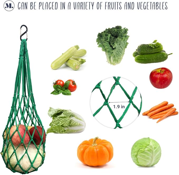 4PCS Chicken Vegetable String Bag, Poultry Fruit Holder Chicken Cabbage Feeder Treat Feeding Tool with Hook for Hens Chicken Coop Toy for Hen Goose Duck Large Birds (Red+Yellow+Green+Blue)