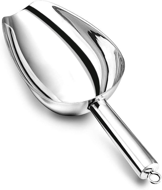 P&P CHEF Food Ice Scoop, Stainless Steel Scoop, Metal Candy Popcorn Flour Utility Scooper for Wedding Party Bar Kitchen Bath, Heavy Duty & Dishwasher Safe, (24oz, 1Pc)