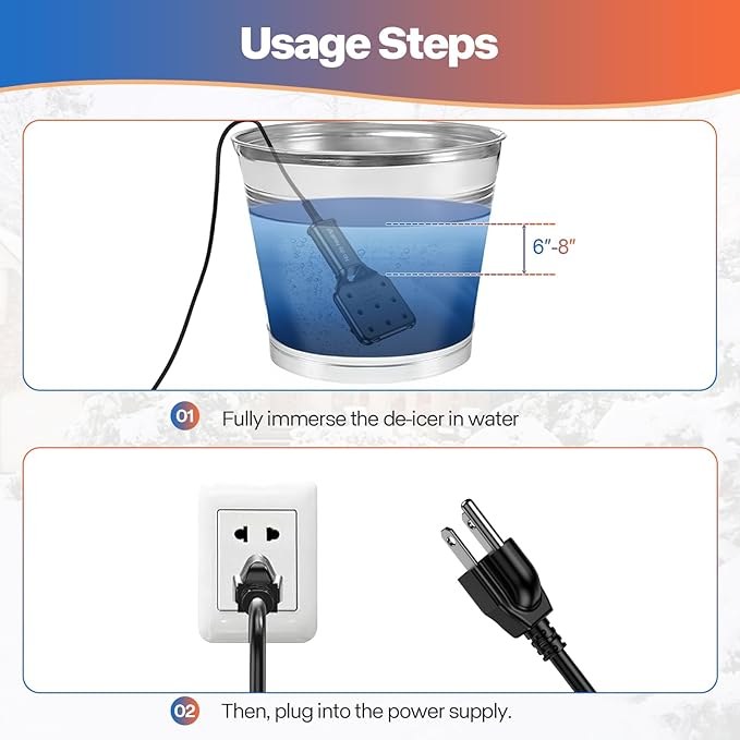 500W Smart Electric Pond De-icer – Standard Power for Medium Ponds & Livestock Tanks, Auto On/Off, 9ft UL Cord, IPX8, Cast Aluminum Deicer for Fish & Animals