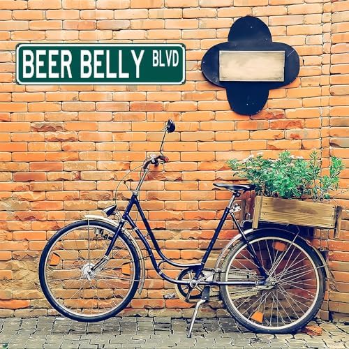 Vintage Beer Belly Wall Sign (4''x16'') - Waterproof, Dustproof Retro Metal Tin Decor for Bar, Cafe & Home"