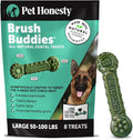 Pet Honesty Brush Buddies All Natural Dog Dental Treats for Dogs – Long Lasting Dental Sticks for Dogs, Teeth Cleaner, Breath Freshener, Plaque & Tartar Remover – Large Sized Dogs (8 Count)