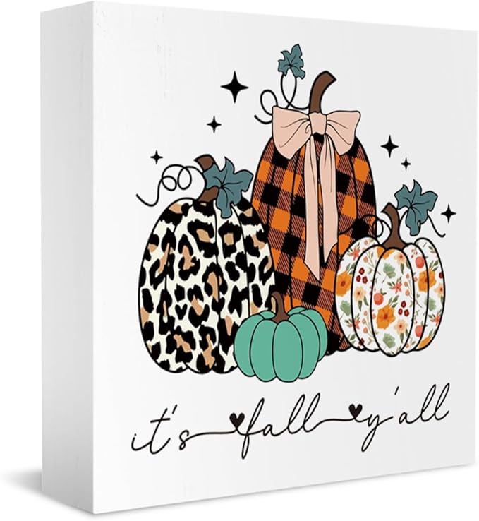 Fall Decorations for Home Farmhouse Office Bedroom Playroom Bathroom, Pumpkins Decor, Fall Sign, Autumn Decor Wood 2401