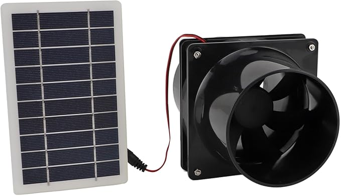 Solar Fan, 10W 12V Solar Powered Exhaust Fan for Round Pipe ABS Solar Panel Ventilation Fan Kit for Pet House Chicken Coop RV Greenhouse