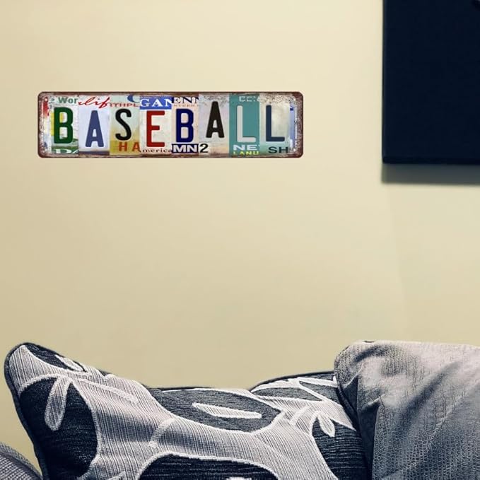 Baseball Wall Decor Baseball Room Decor For Boys Tin Sign Vintage Sports Decor Poster Memorabilia Baseball Street Signs Man Cave Home Room Bar Wall Decor 16 X 4 Inches