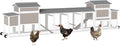 Chicken Coop Mobile Wooden Hen House with Nesting Box,166.4" L Outdoor Chicken House with 4 Wheels and Removable Tray,Fir Wood Chicken Tractor with 12 Ventilation Doors and 2 Ramps,Grey