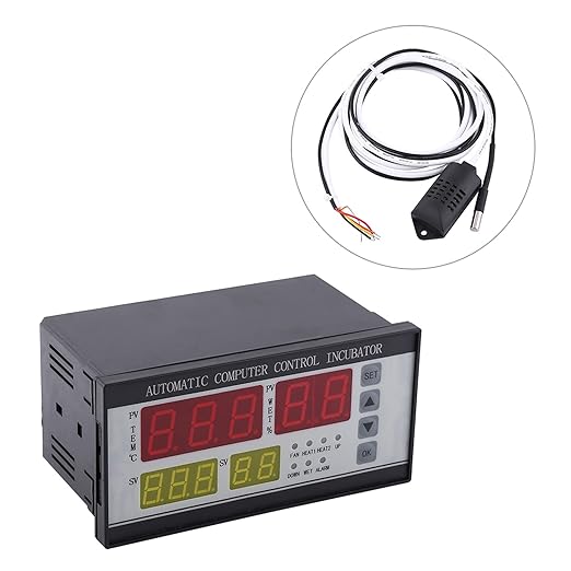 Multifunctional Automatic Incubator Thermostat Temperature Humidity Controller for Eggs Black