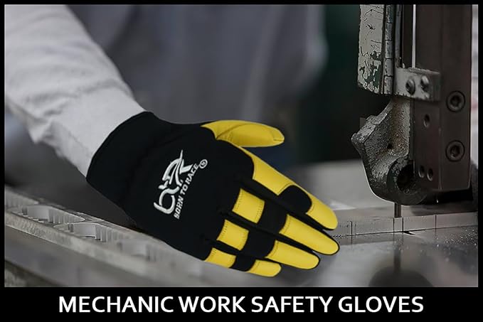 Safety Work Gloves Heavy Duty Genuine Goat Leather Hand Protection Mechanic, Welding, Construction Gloves