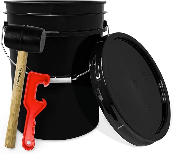 ePackageSupply 5 Gallon Plastic Bucket with Airtight Lid | Made in USA | Food Grade Bucket | BPA-Free | Heavy Duty 90 Mil All Purpose Pail | One 12" Rubber Mallet & One Lid Opener Included | 1 Pack