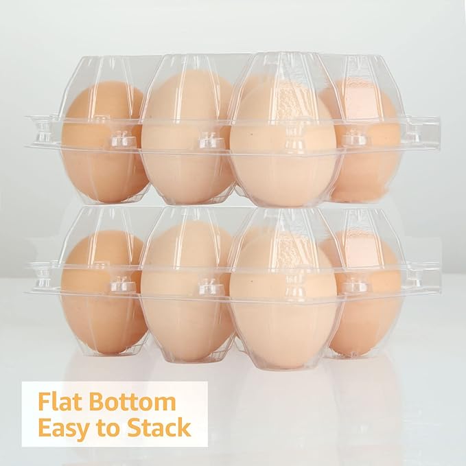 100PCS Egg Cartons Cheap Bulk, Each Holds Half Dozen Eggs (6 Eggs), Plastic Chicken Egg Tray Holder for Family Pasture Farm Market