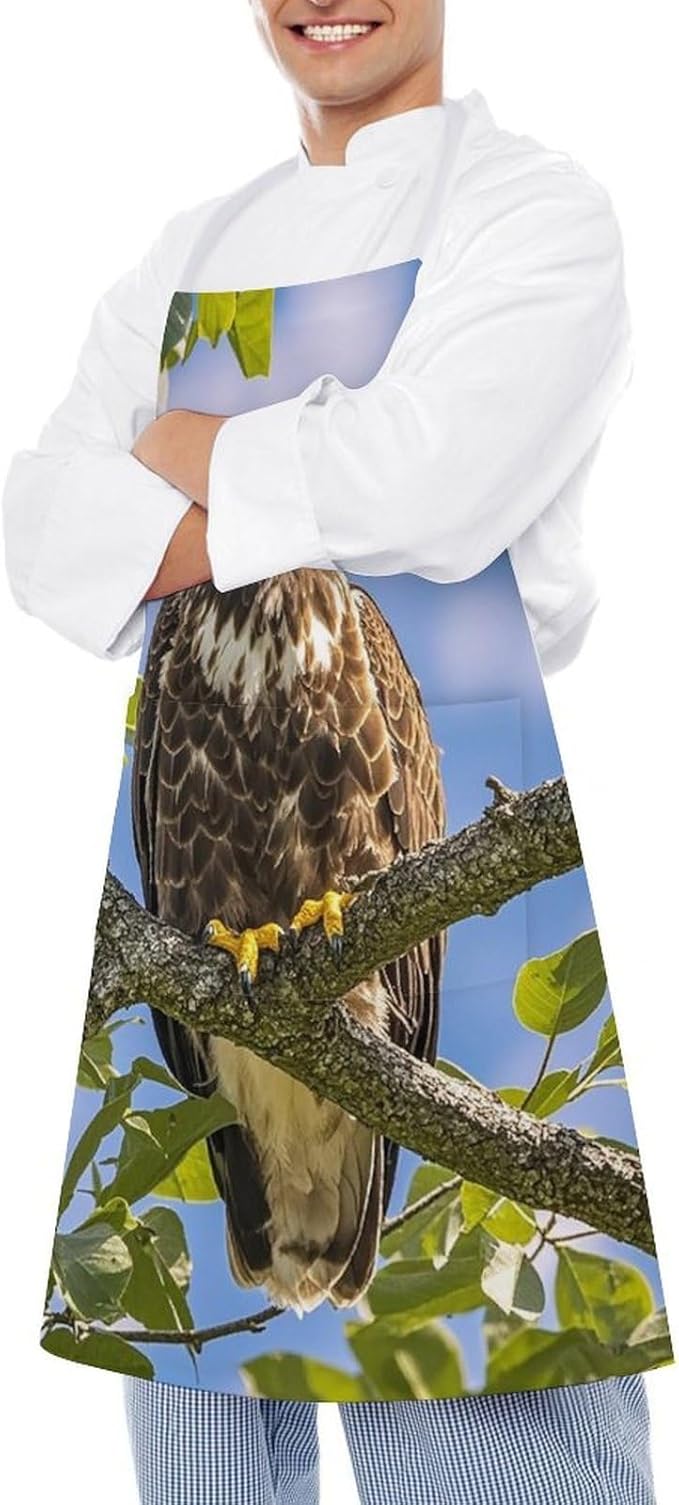Waterproof Apron Adjustable Bib Aprons with Pockets Orange Cat Sleeping Apron Kitchen Aprons for Women Men