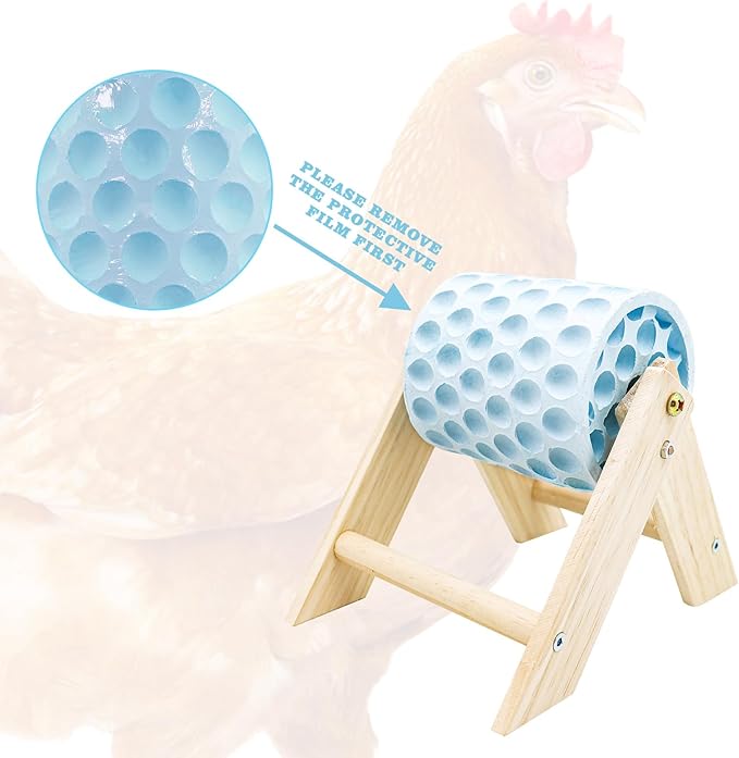Chicken Coop Accessories, Beak Grinding Calcium Stone with Wooden Stand, Chicken Enrichment Toys, Toys for Hens, Ducks, Geese, Turkeys, Poultry