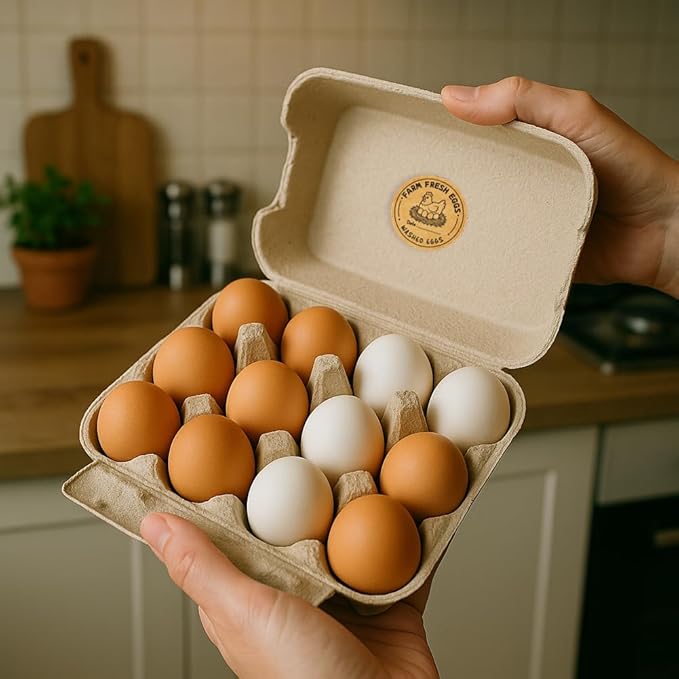 320 Pcs Chicken Farm Fresh Eggs Stickers, 2 Inch Round Cartoon Chicken Eggs Handling Stickers Washed Egg Carton Labels Adhesive Egg Packaging Sticker for Box Container Carton Farm Supplies