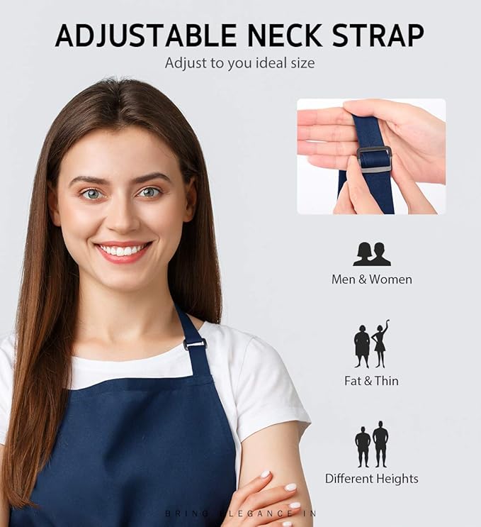 Syntus 4 Pack Adjustable Bib Apron with 2 Pockets Cooking Kitchen Aprons for Women Men Chef