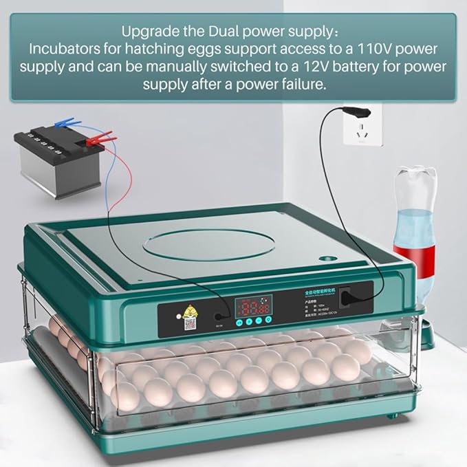 Automatic Egg Incubator 12-38 Egg Digital Poultry Hatcher Machine ith Automatic Egg Turning, Temperature & Humidity Control, Efficient LED Lighting for Chicken Geese Ducks Pigeons Quails (12 Eggs)