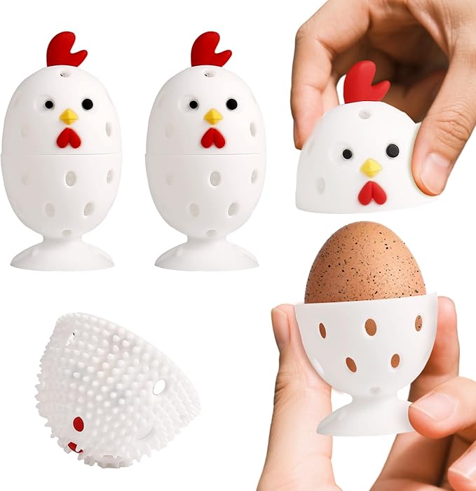 Silicone Egg Cleaner for Fresh Eggs, Vegetable and Fruit Scrubber Tool Reusable Cleaning Brush for Egg Washer (White)
