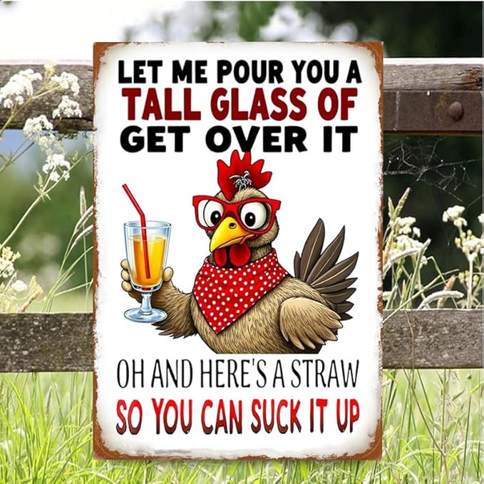 Funny Chicken Gifts Chicken Cluck Around and Find Out Tin Sign for Home Farm Chicken Coop Farmhouse Kitchen Garden Decor 6 X 8 Inch